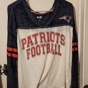 Patriots Kids Long Sleeve Shirt - Navy and White